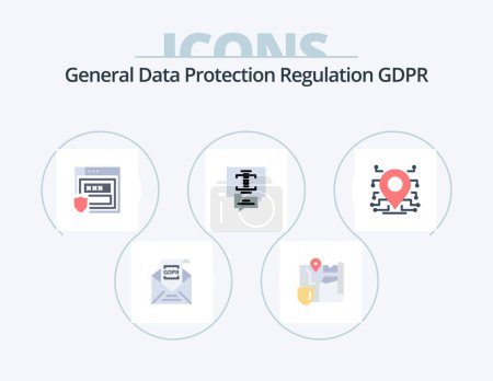 Illustration for Gdpr Flat Icon Pack 5 Icon Design. processor. security chat. security. secure. storage - Royalty Free Image