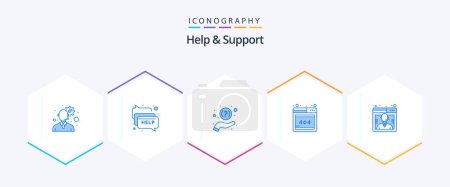 Illustration for Help And Support 25 Blue icon pack including support. customer. help. business. error - Royalty Free Image