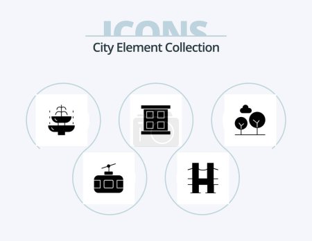 Téléchargez les illustrations : City Element Collection Glyph Icon Pack 5 Icon Design. . tourism . journey . journey . fountain - en licence libre de droit