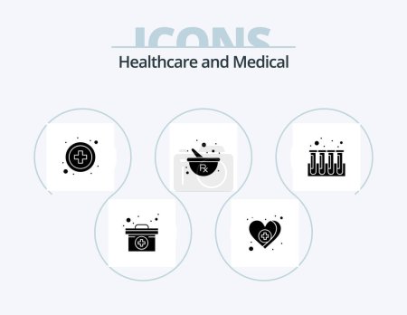 Téléchargez les illustrations : Medical Glyph Icon Pack 5 Icon Design. test. blood. healthcare. preparing. herbal - en licence libre de droit