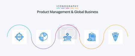 Illustration for Product Managment And Global Business Blue 5 Icon Pack Including plan. checklist. monitoring. backlog. product - Royalty Free Image
