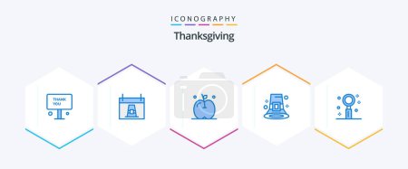 Illustration for Thanks Giving 25 Blue icon pack including pilgrim. festival. holiday. fall. thanksgiving - Royalty Free Image