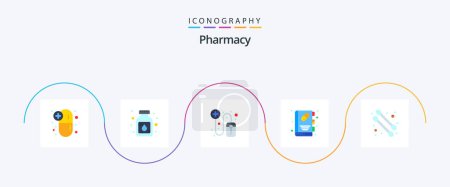 Illustration for Pharmacy Flat 5 Icon Pack Including . beauty. online. medical book. booklet - Royalty Free Image