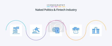 Ilustración de Naked Politics And Fintech Industry Blue 5 Icon Pack Including carpet. authority. vote. advantage. expenses - Imagen libre de derechos