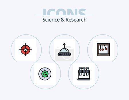 Téléchargez les illustrations : Science Line Filled Icon Pack 5 Icon Design. . . thermometer. science. atom - en licence libre de droit