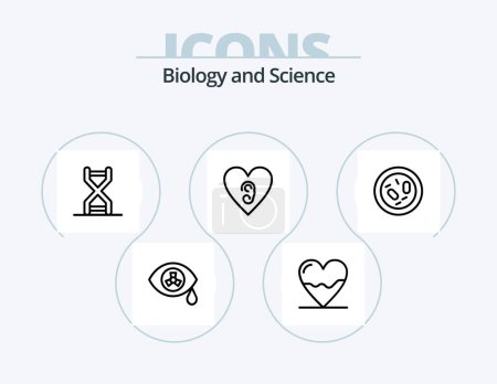 Téléchargez les illustrations : Biology Line Icon Pack 5 Icon Design. sick hair. hair. hospital. research. experiment - en licence libre de droit