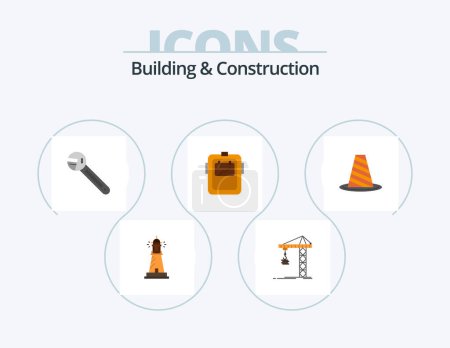 Téléchargez les illustrations : Building And Construction Flat Icon Pack 5 Icon Design. protection. mask. constructing. tool. tool - en licence libre de droit