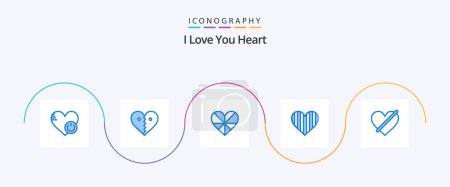 Illustration for Heart Blue 5 Icon Pack Including heart. denied. break. gift. like - Royalty Free Image