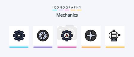Ilustración de Mechanics Line Filled 5 Icon Pack Including . car. pump. Creative Icons Design - Imagen libre de derechos