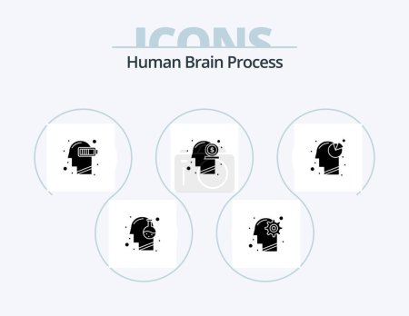 Téléchargez les illustrations : Processus du cerveau humain Icône Glyphe Pack 5 Icône Design. humain. dollar. processus. l'esprit. faible - en licence libre de droit
