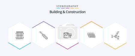 Ilustración de Building And Construction 25 Line icon pack including construction. tile. repair. roof. paint - Imagen libre de derechos