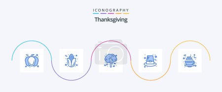 Illustration for Thanksgiving Blue 5 Icon Pack Including coffee. thanksgiving. apple. holiday. autumn - Royalty Free Image