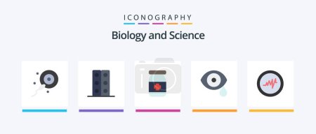 Téléchargez les illustrations : Biology Flat 5 Icon Pack Including . heart. medical. drops. lab. Creative Icons Design - en licence libre de droit
