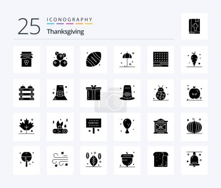 Téléchargez les illustrations : Thanksgiving 25 Solid Glyph icon pack including biscuit. thanksgiving. thanksgiving. safety. thanksgiving - en licence libre de droit
