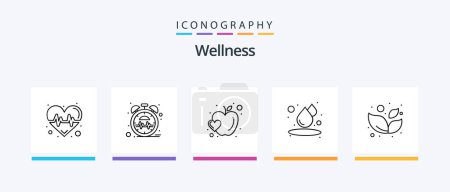 Téléchargez les illustrations : Wellness Line 5 Icon Pack Including drop. salad. stone. healthy. health. Creative Icons Design - en licence libre de droit