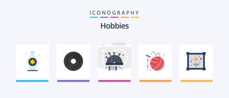 Illustration for Hobbies Flat 5 Icon Pack Including hobbies. knit. pincushion. hobbies. crafts. Creative Icons Design - Royalty Free Image