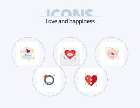 Illustration for Love Flat Icon Pack 5 Icon Design. target. aim. invite. love. eye - Royalty Free Image