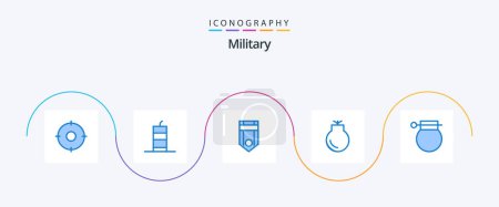 Ilustración de Paquete de iconos azul militar de 5 incluyendo armas. Medalla. terrorismo. Pistola. rango - Imagen libre de derechos