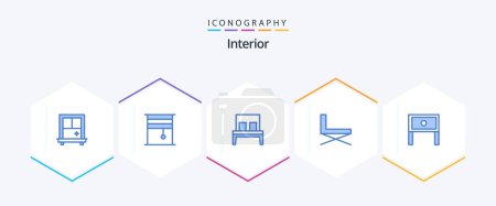 Illustration for Interior 25 Blue icon pack including household. end. interior. sit. interior - Royalty Free Image