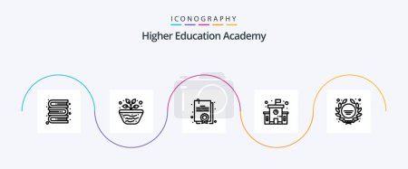 Ilustración de Academy Line 5 Icon Pack Incluye el logotipo de la escuela. Una placa. certificado. Premio. educación - Imagen libre de derechos