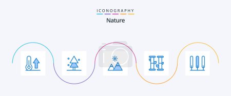 Illustration for Nature Blue 5 Icon Pack Including nature. summer. tree. nature. peak - Royalty Free Image