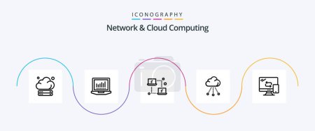 Illustration for Network And Cloud Computing Line 5 Icon Pack Including networking. computing. laptop. technology. connection - Royalty Free Image