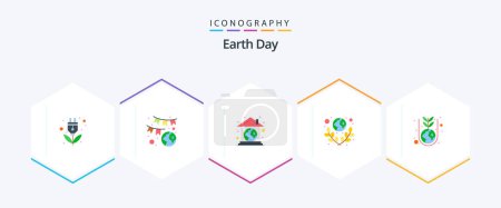Illustration for Earth Day 25 Flat icon pack including save. green. green. earth. house - Royalty Free Image