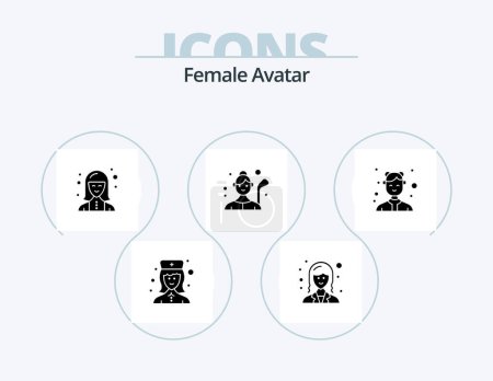 Illustration for Female Avatar Glyph Icon Pack 5 Icon Design. lady golfer. golf player. digital. golf. technologist - Royalty Free Image