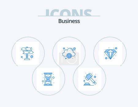 Illustration for Business Blue Icon Pack 5 Icon Design. . premium. road trip. diamond. computing - Royalty Free Image