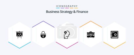Illustration for Business Strategy And Finance 25 Glyph icon pack including . human . password . mind . idea - Royalty Free Image