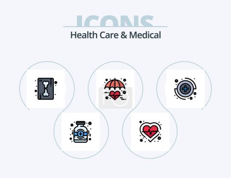 Illustration for Health Care And Medical Line Filled Icon Pack 5 Icon Design. medical equipment. medicine. bag. medical. health - Royalty Free Image