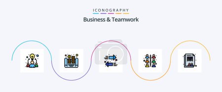 Illustration for Business And Teamwork Line Filled Flat 5 Icon Pack Including table. employee. arrow. work. relationship - Royalty Free Image