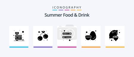 Illustration for Summer Food and Drink Glyph 5 Icon Pack Including sweet. healthy. sweet. fruits. vegetable. Creative Icons Design - Royalty Free Image