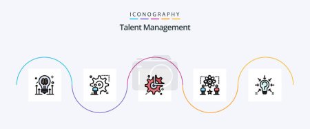 Téléchargez les illustrations : Talent Management Line Filled Flat 5 Icon Pack Including star. user. man. configuration. wheel - en licence libre de droit