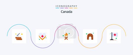 Téléchargez les illustrations : Canada Flat 5 Icon Pack Including flag. hotel. adventure. glace. canada - en licence libre de droit