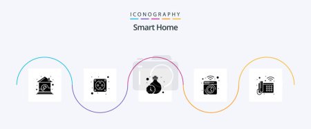 Téléchargez les illustrations : Smart Home Glyph 5 Icône Pack Y compris fixe. blanchisserie. à la maison. à la maison. propre - en licence libre de droit