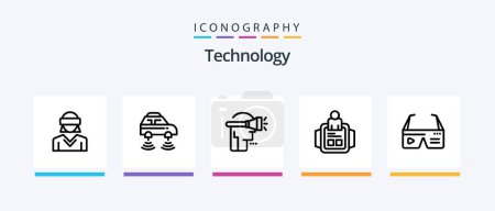 Ilustración de Technology Line 5 Icon Pack Including d. technology. launch. smart. electronic. Creative Icons Design - Imagen libre de derechos