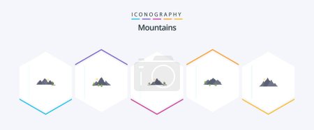 Téléchargez les illustrations : Mountains 25 Pack icône plat inclus. . la nature. Soleil. nature - en licence libre de droit