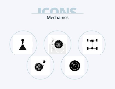 Téléchargez les illustrations : Mechanics Glyph Icon Pack 5 Icon Design. . . motion. mechanics. car - en licence libre de droit