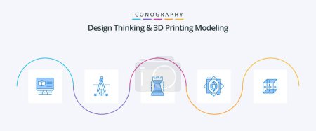 Illustration for Design Thinking And D Printing Modeling Blue 5 Icon Pack Including delivrey. design. entertainment. forming. 3d - Royalty Free Image
