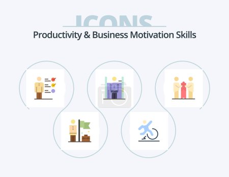 Illustration for Productivity And Business Motivation Skills Flat Icon Pack 5 Icon Design. management. human. leave. growth. professional ability - Royalty Free Image