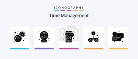 Téléchargez les illustrations : Time Management Glyph 5 Icon Pack Including bubble. solid. call. game. time. Creative Icons Design - en licence libre de droit