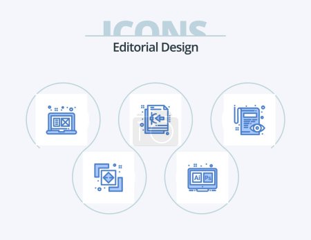 Illustration for Editorial Design Blue Icon Pack 5 Icon Design. document. vector. ai. design. graphic design - Royalty Free Image