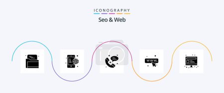 Illustration for Seo and Web Glyph 5 Icon Pack Including webpage. seo. web. computer. web - Royalty Free Image