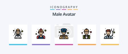 Illustration for Male Avatar Line Filled 5 Icon Pack Including . man. boy. assistant. man. Creative Icons Design - Royalty Free Image