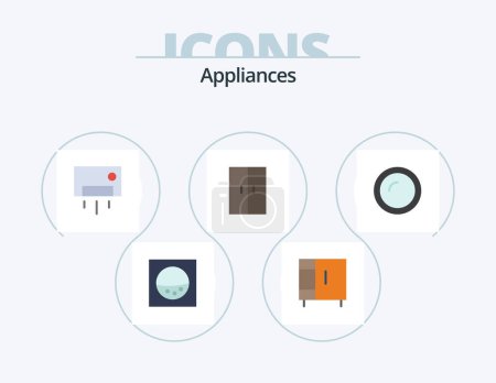 Téléchargez les illustrations : Appliances Flat Icon Pack 5 Icon Design. . kitchen. home. household. cooking - en licence libre de droit