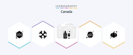 Téléchargez les illustrations : Canada 25 Glyph icon pack including halloween. alcohol. food. burger - en licence libre de droit