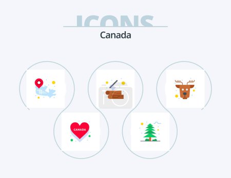 Illustration for Canada Flat Icon Pack 5 Icon Design. canada. outdoor. canadian. wood. log - Royalty Free Image