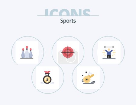 Téléchargez les illustrations : Sports Flat Icon Pack 5 Icon Design. strategy. target. soccer. sport. skittle - en licence libre de droit