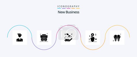 Ilustración de New Business Glyph 5 Icon Pack Including pot . money . growing . leaf - Imagen libre de derechos